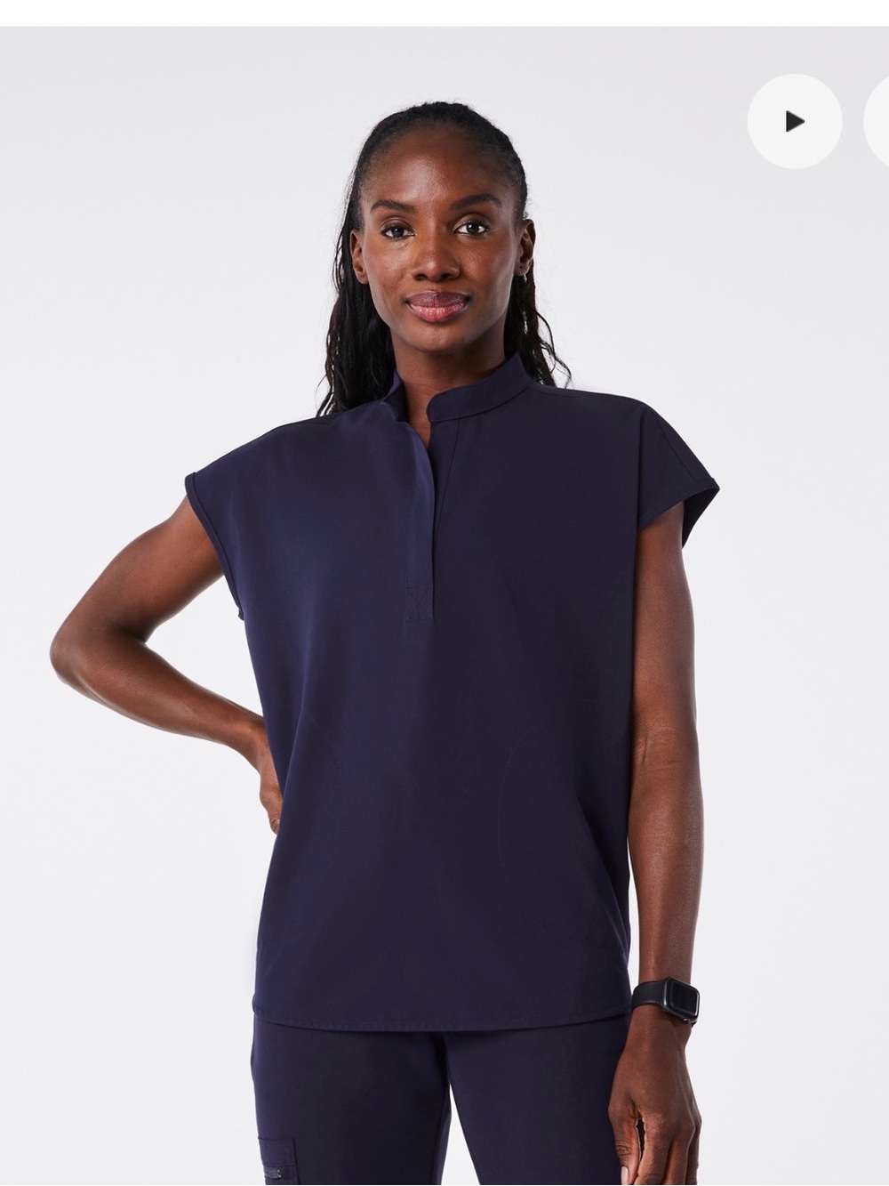 Figs Navy Rafaella Scrub Top Women's Size XXS NWT